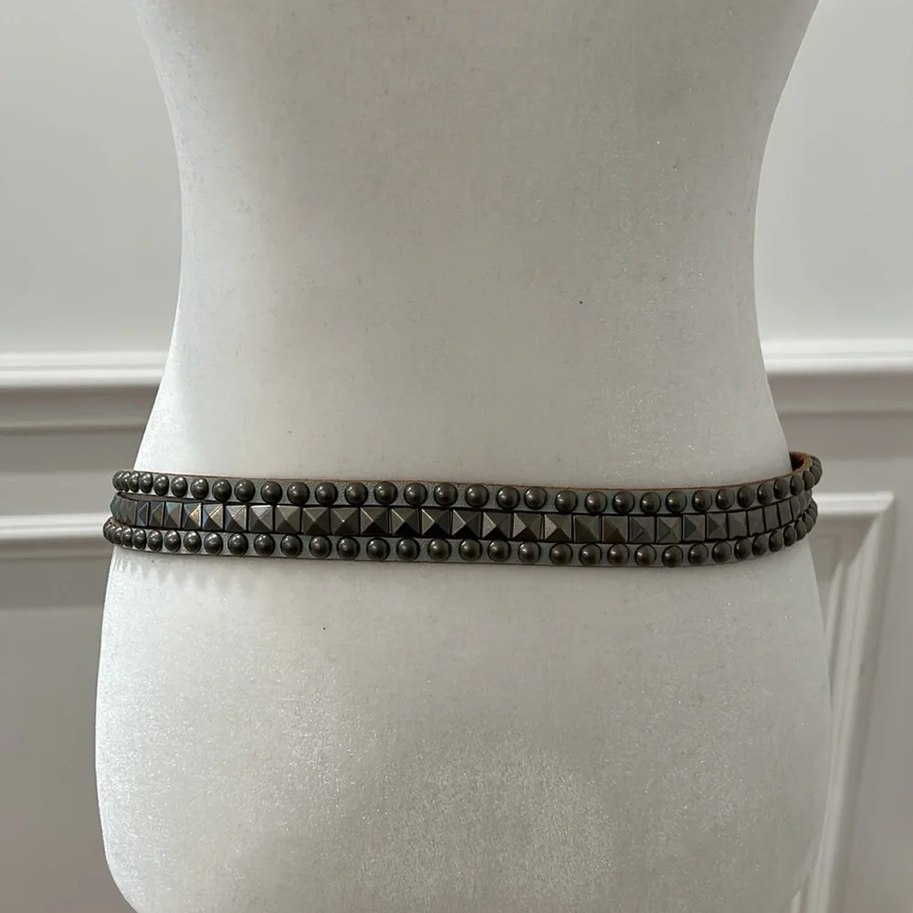 Teal embellished belt with grommets size medium